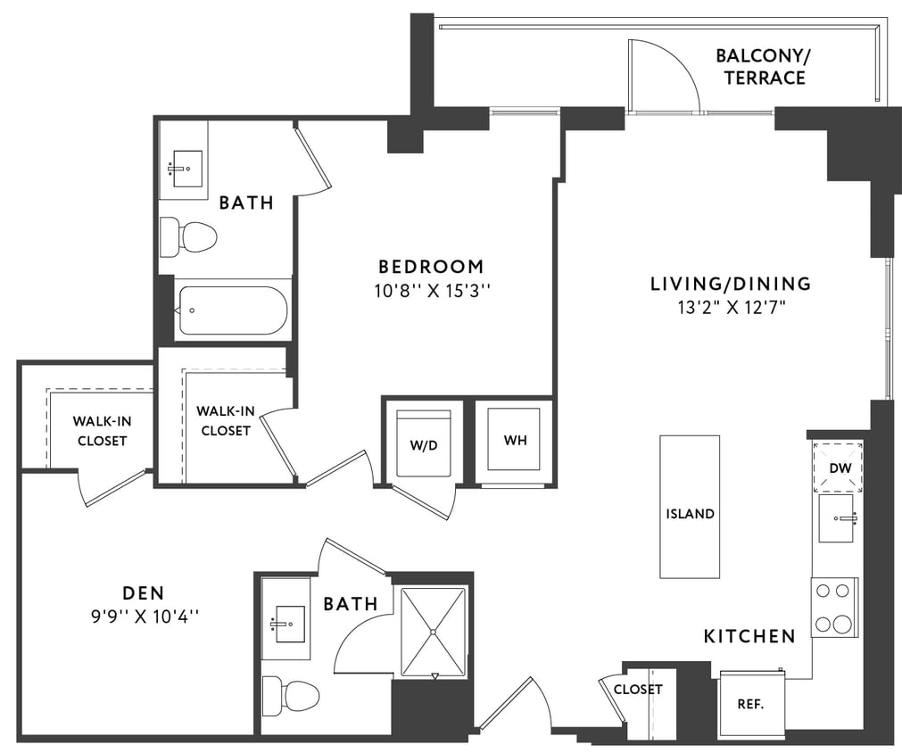 Floor Plan - 1 Bed 2 Bath C01