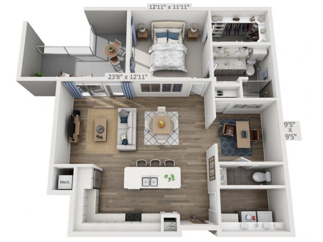 Floor plans are artist’s rendering. All dimensions are approximate. Actual product and specifications may vary in dimension or detail. Not all features are available in every apartment. Prices and availability are subject to change. - D2