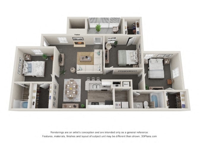 Floor Plan - 3 Bedroom 2 Bath
