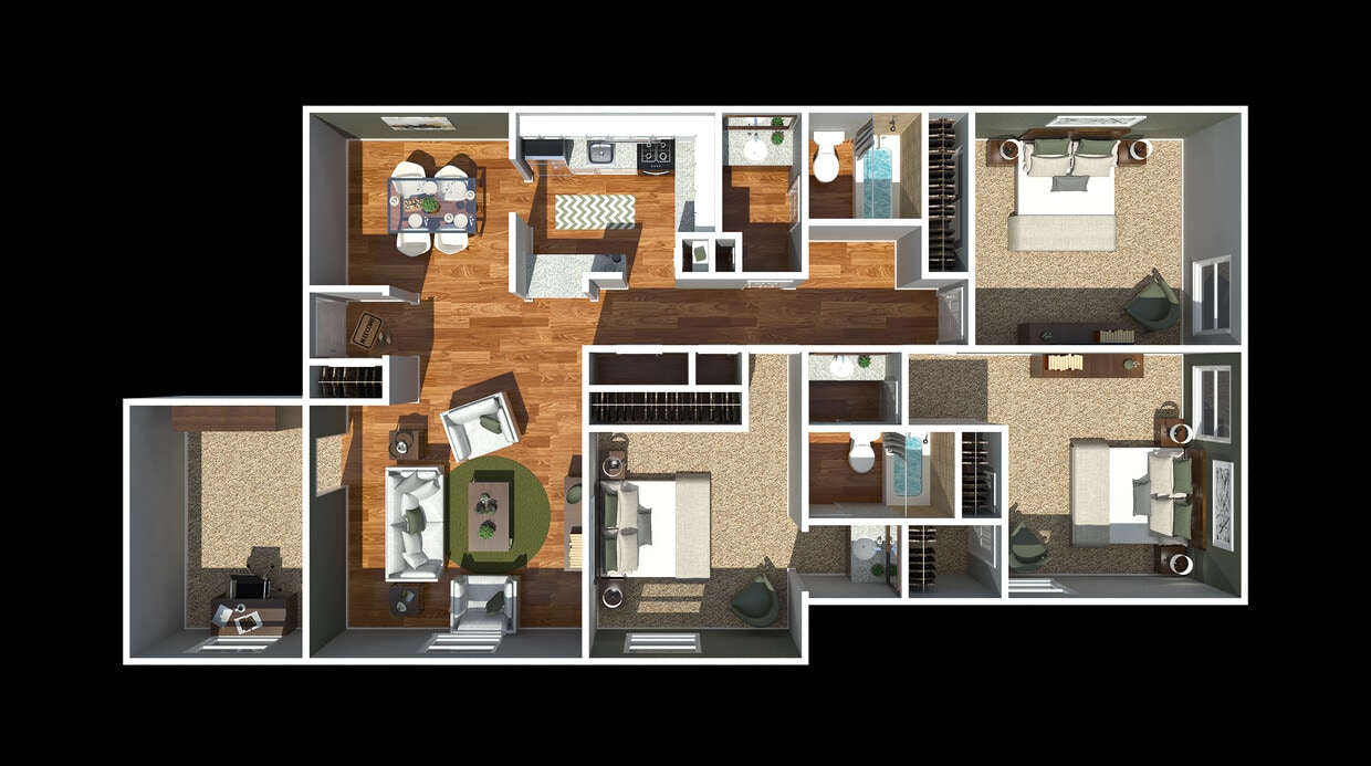 3 Bedroom with Study - 3 Bedroom 2 Bathroom with Office