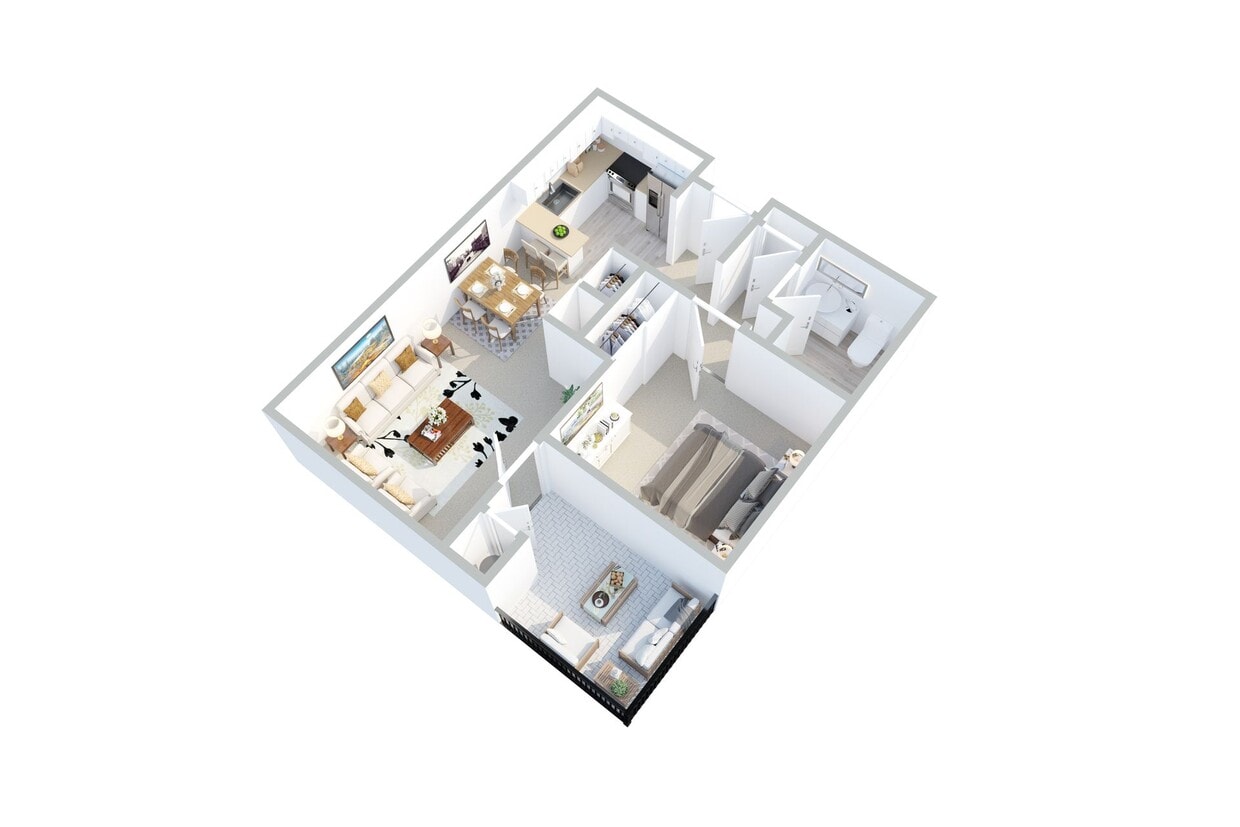Floor Plan - Mid-Size One Bedroom One Bathroom (Hallway)