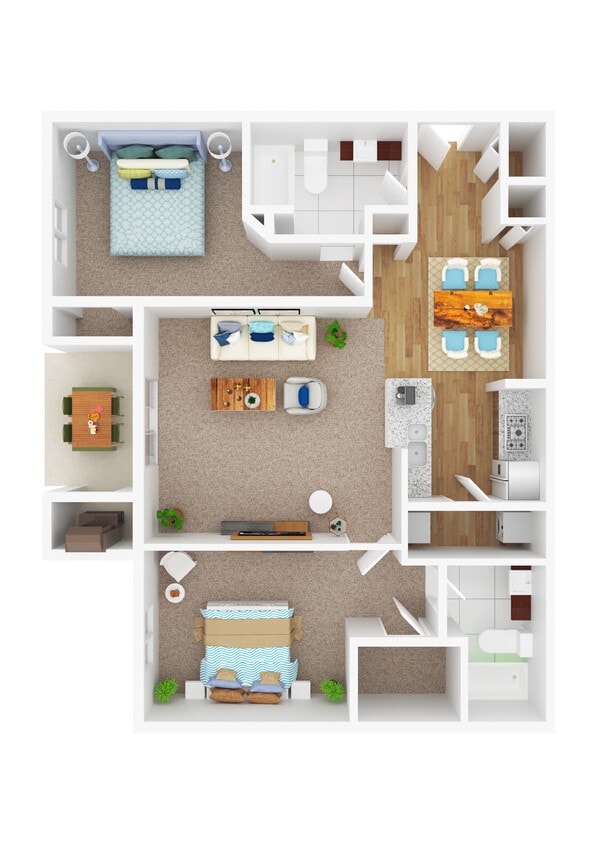 Floor Plan - Lancaster - Two Bed Two Bath