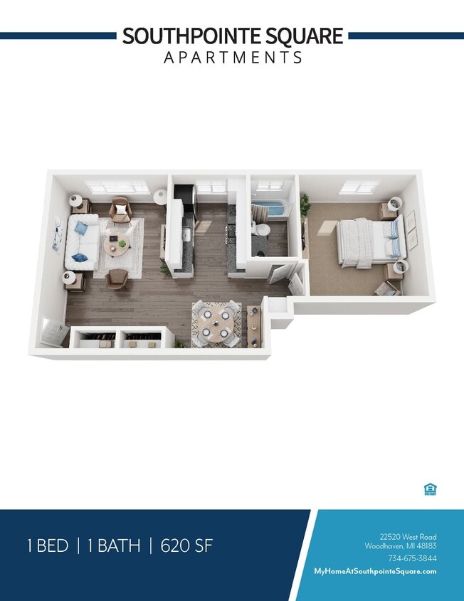 Floor Plan - 1 Bed 1 Bath