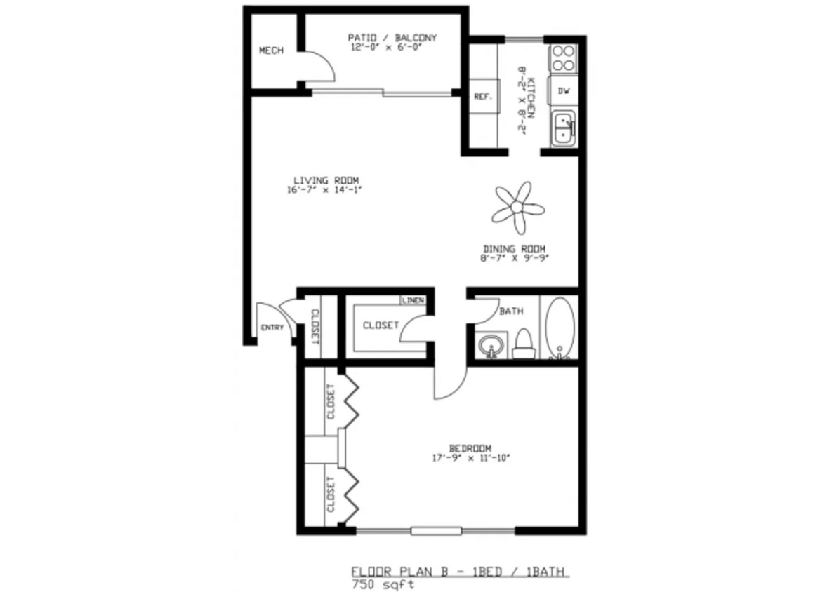 Floor Plan - ONE BEDROOM