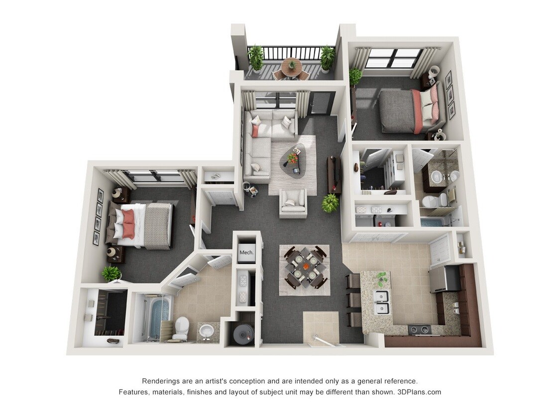 Floor Plan - Two Bedroom Two Bath (b)