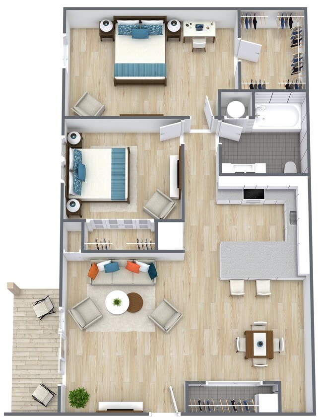 Floor Plan - Two Bedroom One Bathroom
