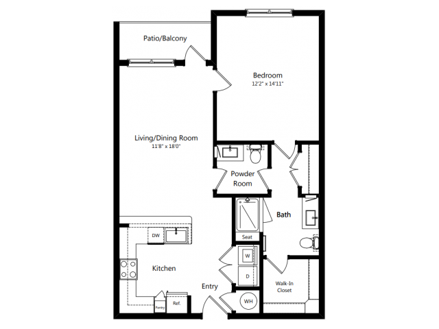 Floor plans are artist’s rendering. All dimensions are approximate. Actual product and specifications may vary in dimension or detail. Not all features are available in every apartment. Prices and availability are subject to change. - B2