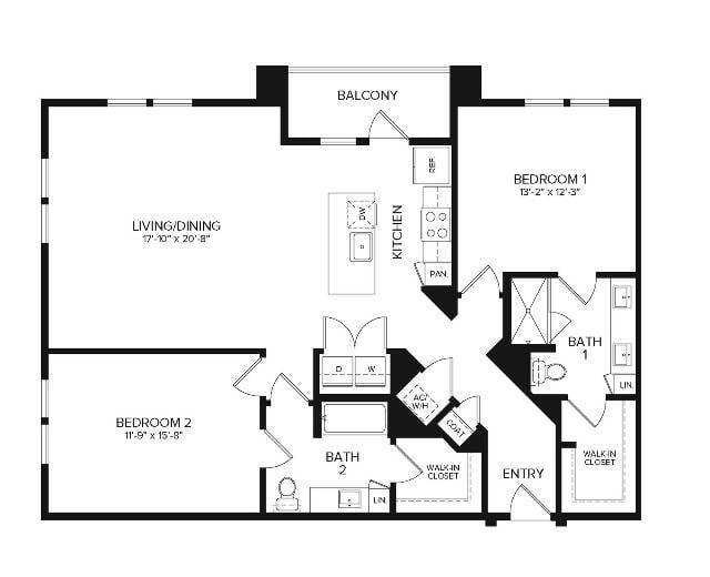 B2 ALT | 2 bed 2 bath | 1359 sq ft - B2 ALT