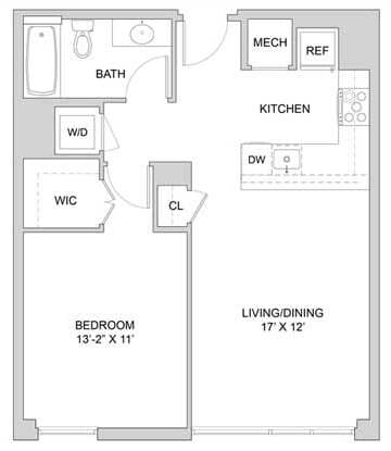 Floor Plan - 1 Bed_1 Bath-A1_1BR_B