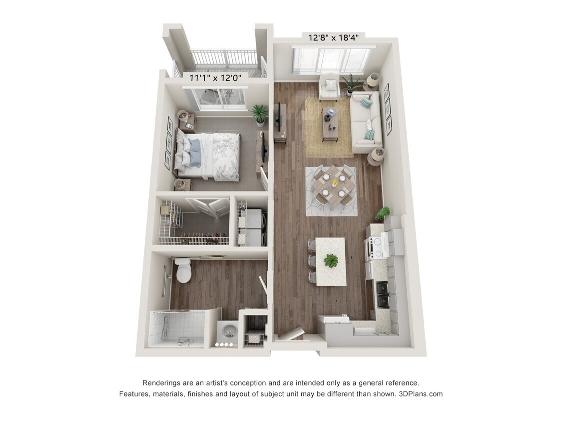 Floor Plan - One Bedroom A1 (Wheelchair Accessible)