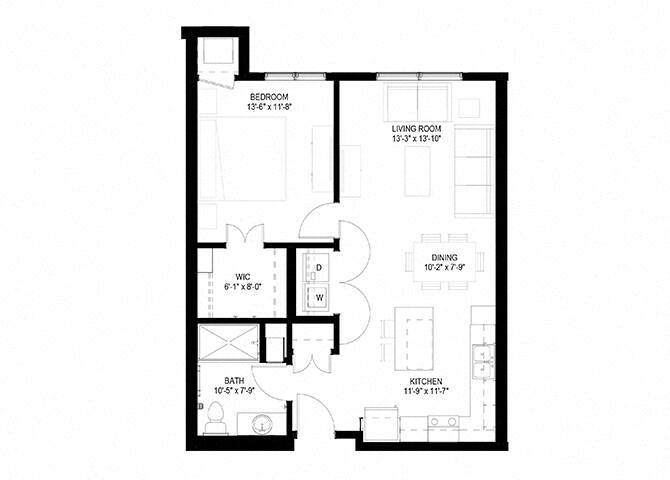 Floor Plan - One Bedroom - D