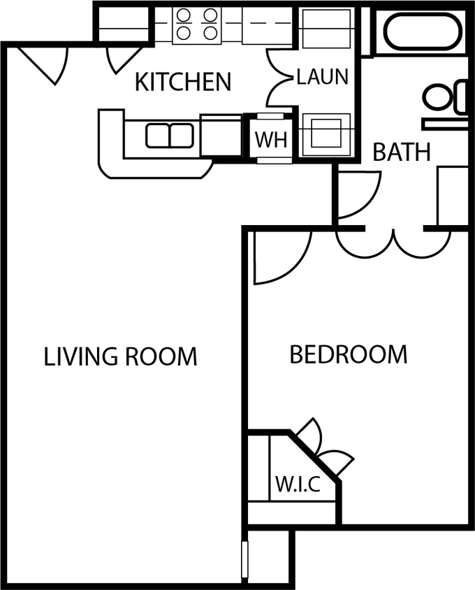 Floor Plan - 1 Bedroom | 1 Bath (Affordable)