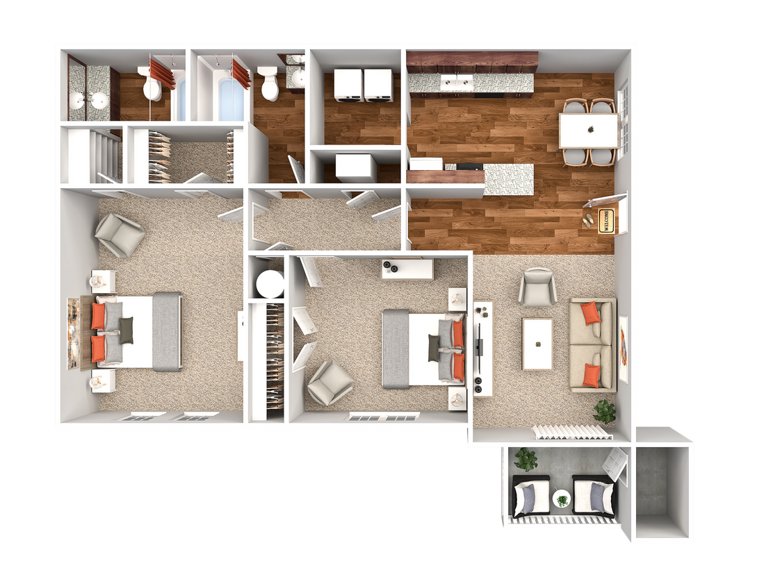 2 Bedroom 2 Bathroom - 2 Bedroom 2 Bath 1192