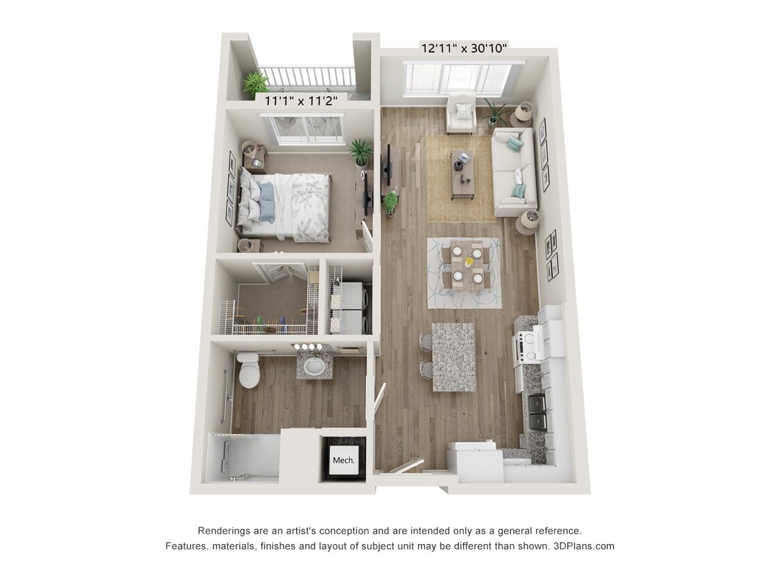 Floor Plan - 1AA (Wheelchair Accessible)