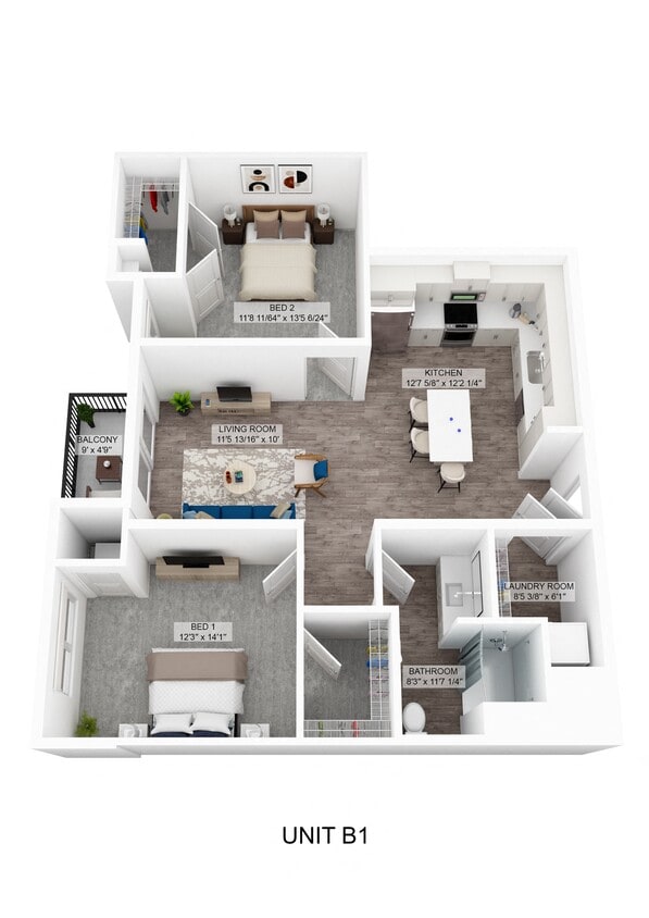 Floor Plan - Ice Fishing - 2 Bedroom 60%