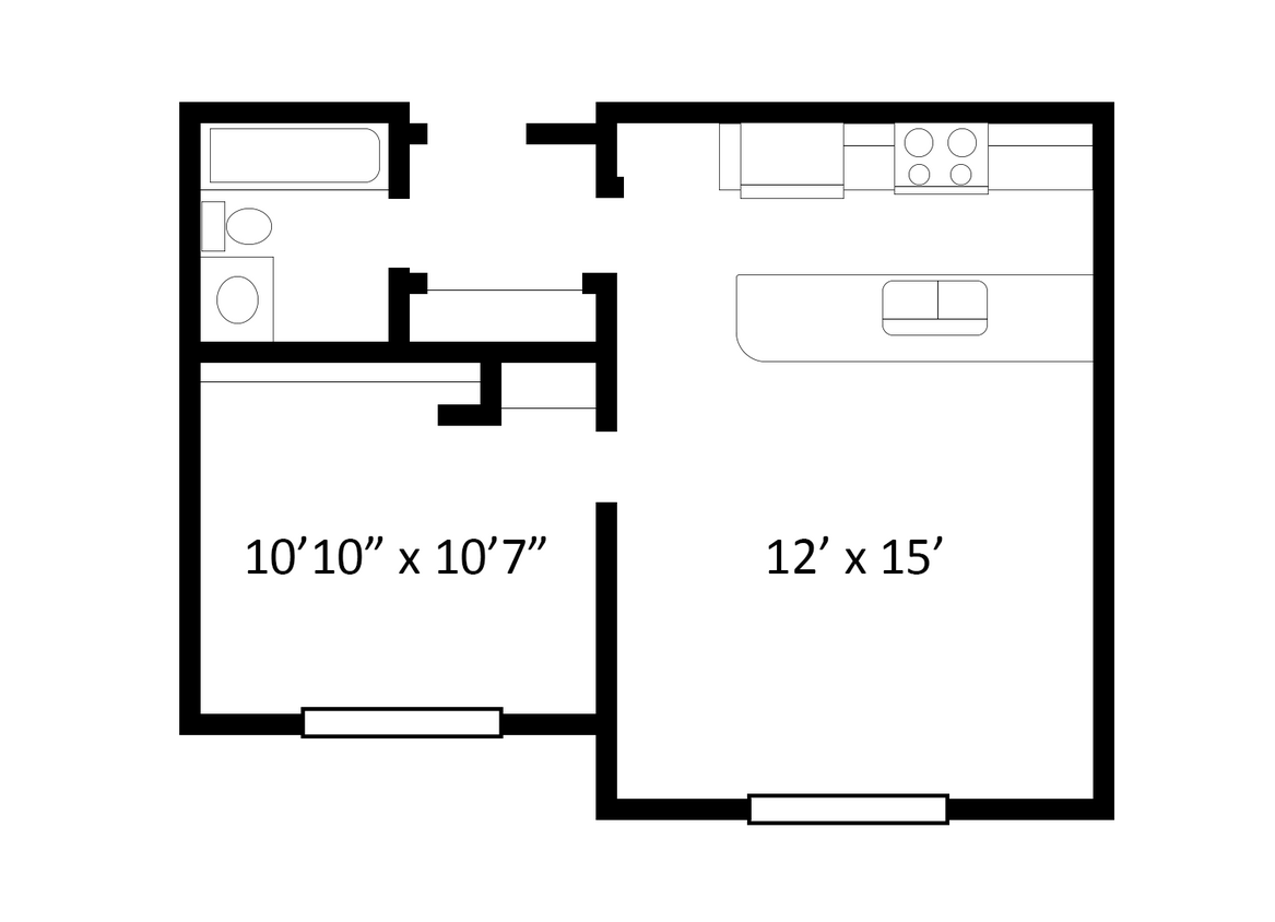 Floor Plan - 1 Bedroom | 1 Bath