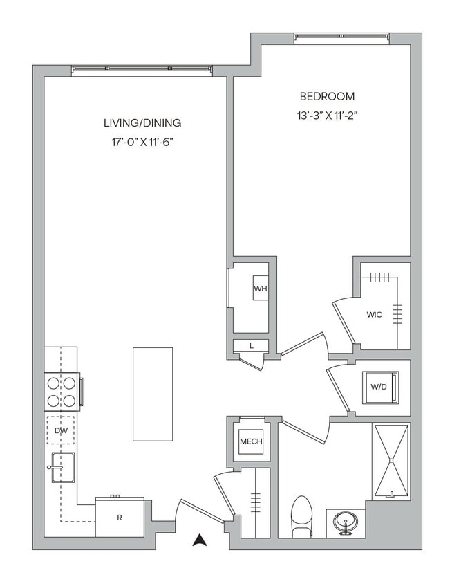 Floor Plan - A10 - 1BR 1BA (723 SF)