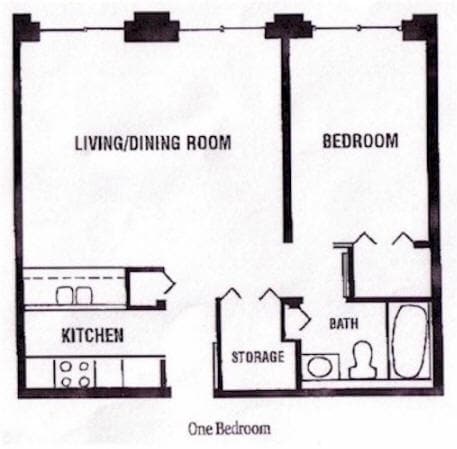 Floor Plan - 1 Bdrm 1 Ba