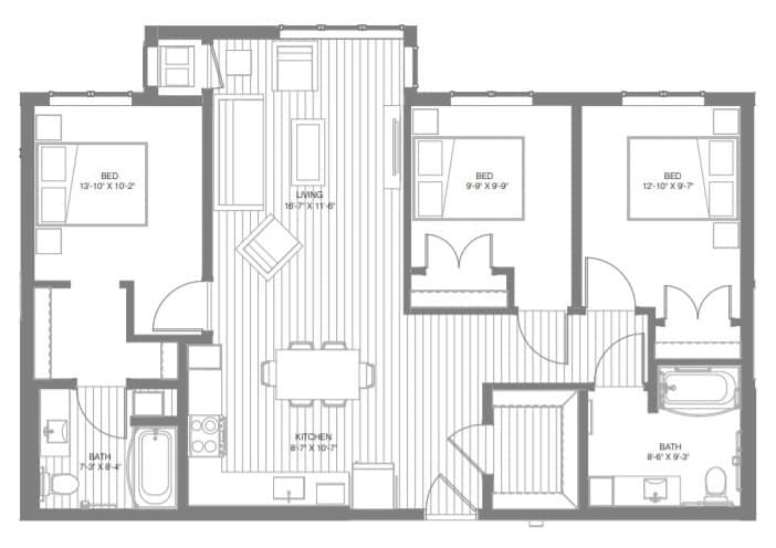 Floor Plan - 3 Bedroom A