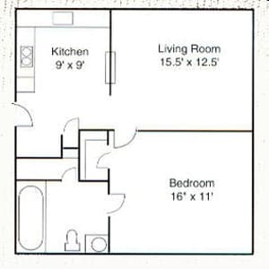 1BR/1BA - 1 Bedroom 1 Bath