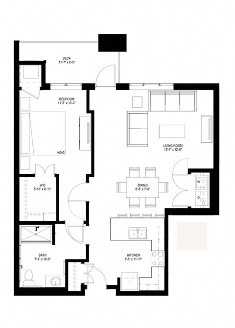 Floor Plan - One Bedroom - E