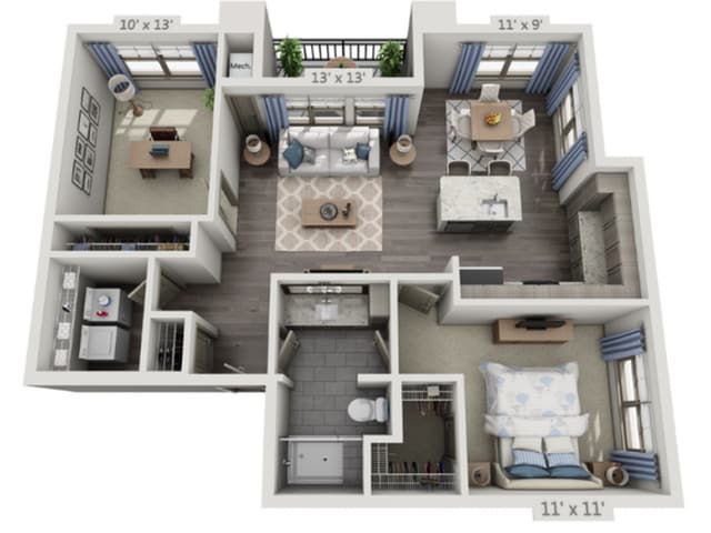 Floor plans are artist’s rendering. All dimensions are approximate. Actual product and specifications may vary in dimension or detail. Not all features are available in every apartment. Prices and availability are subject to change. - A3