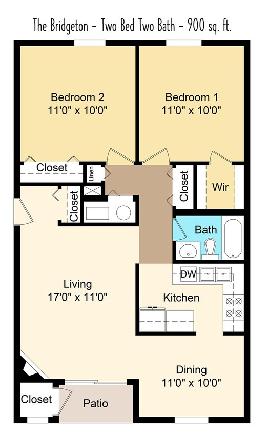 Floor Plan - Two Bedroom One Bath