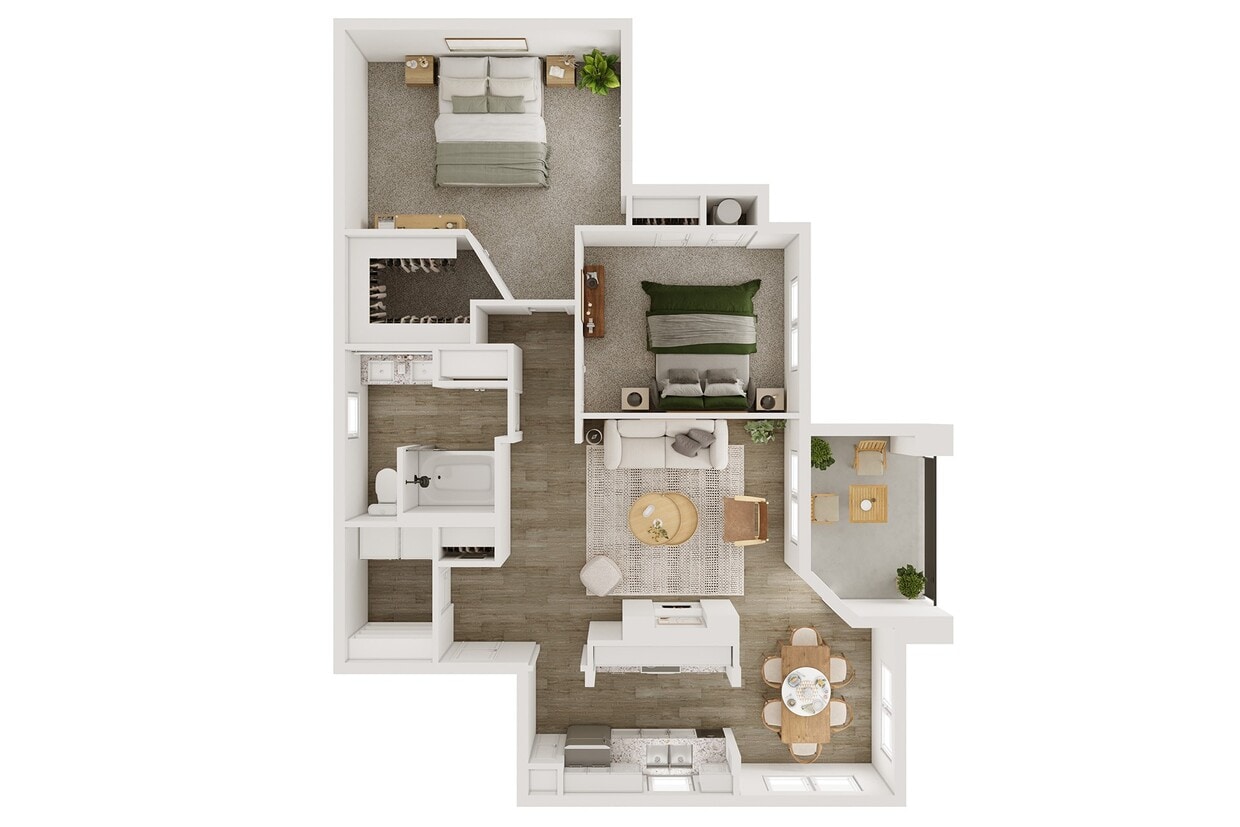 Floor Plan - Two Bedroom One Bath		