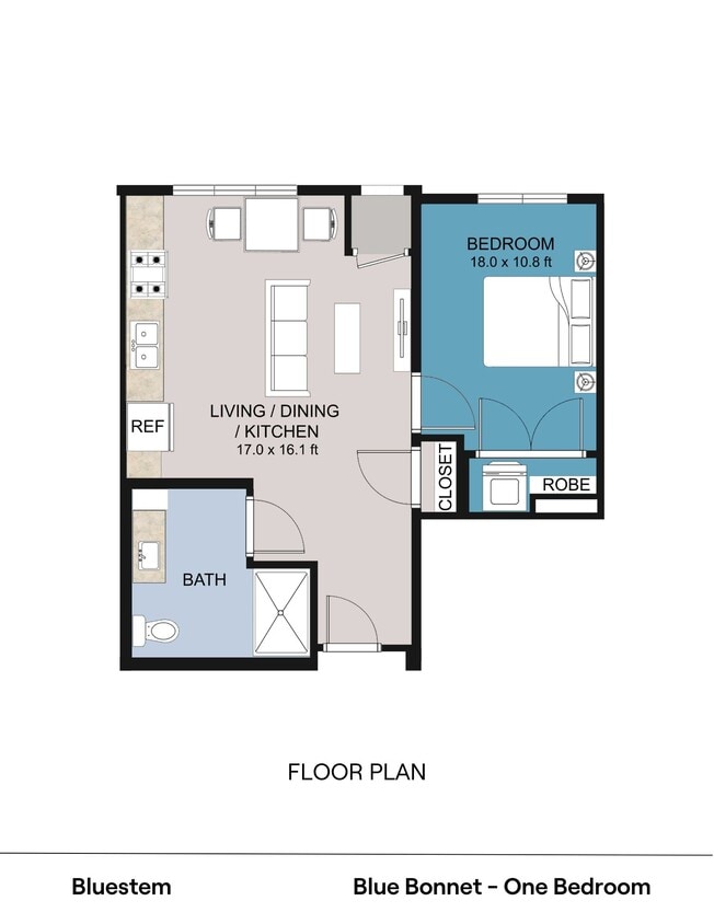 Floor Plan - Blue Bonnet - One Bedroom