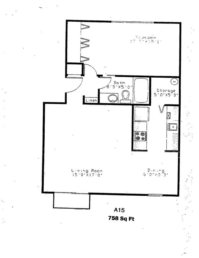 Floor Plan - 1 bedroom 1 bath - 758