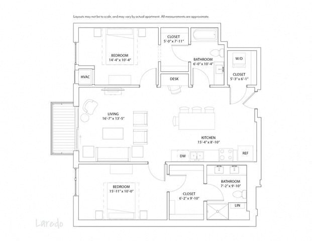 Floor Plan - 2 Bed 2 Bath Laredo