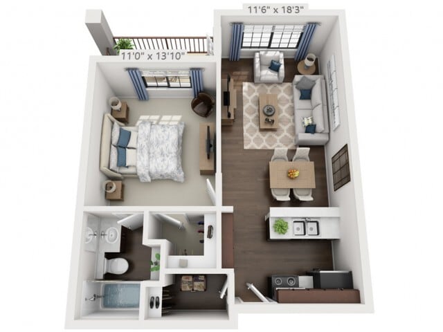 Floor plans are artist’s rendering. All dimensions are approximate. Actual product and specifications may vary in dimension or detail. Not all features are available in every apartment. Prices and availability are subject to change. - A2