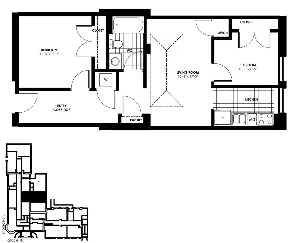 Floor Plan - 2B | 1B - 782