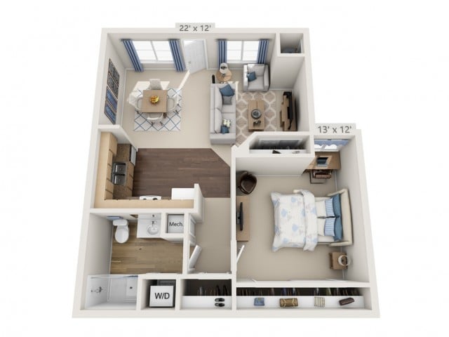 Floor plans are artist’s rendering. All dimensions are approximate. Actual product and specifications may vary in dimension or detail. Not all features are available in every apartment. Prices and availability are subject to change. - Taylor