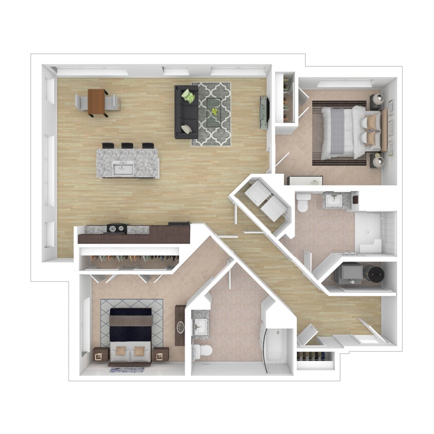 The Linden - Grove - 2 Bed, 2 Bath, 1162 sq. ft. - Grove