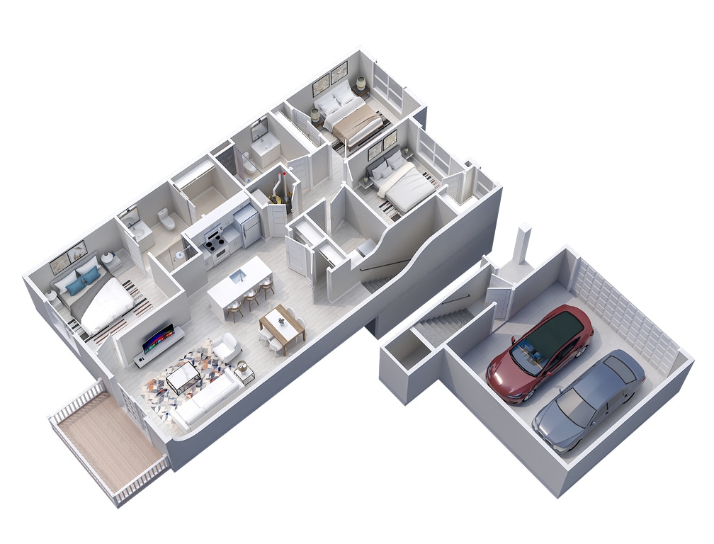 Floor Plan - 3-Bedroom, 2-Bath w/2-Car Garage