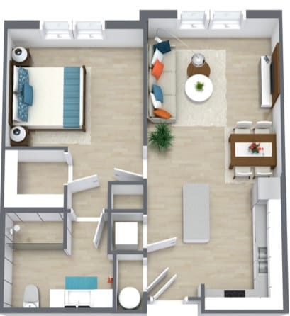 Floor Plan - One Bed - One Bath 60%