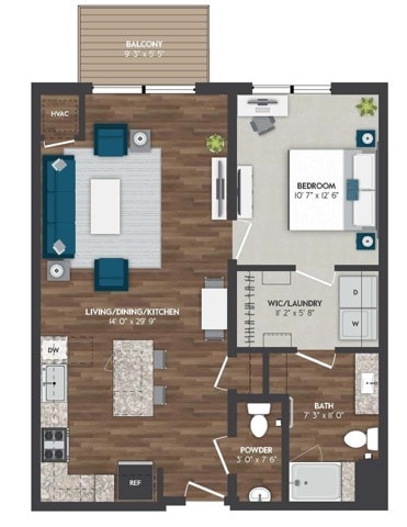 B11 | 1x1 | 821 sq ft - B11