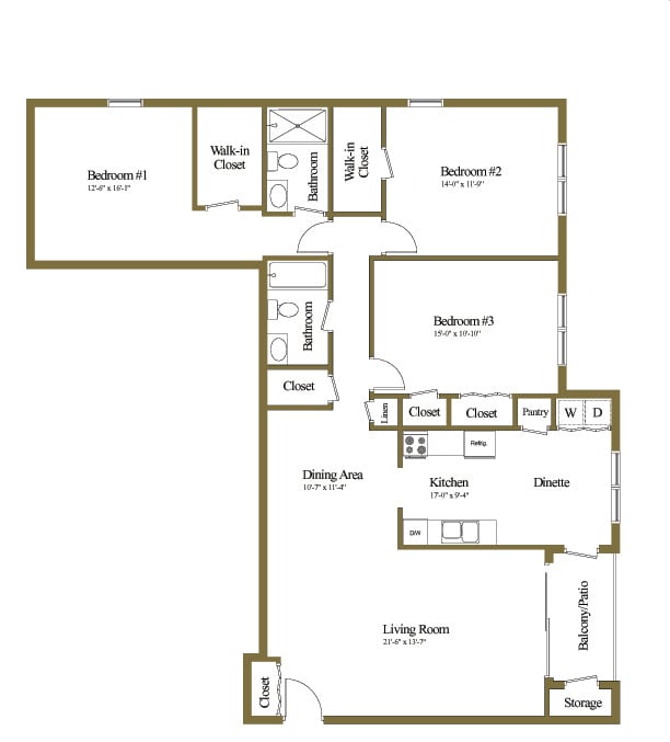 Floor Plan - 3 Bedrooms 2 Bath
