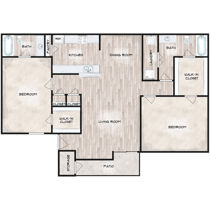 B5 - 2x2 - 1,042 sqft (2x2B-R) - B5