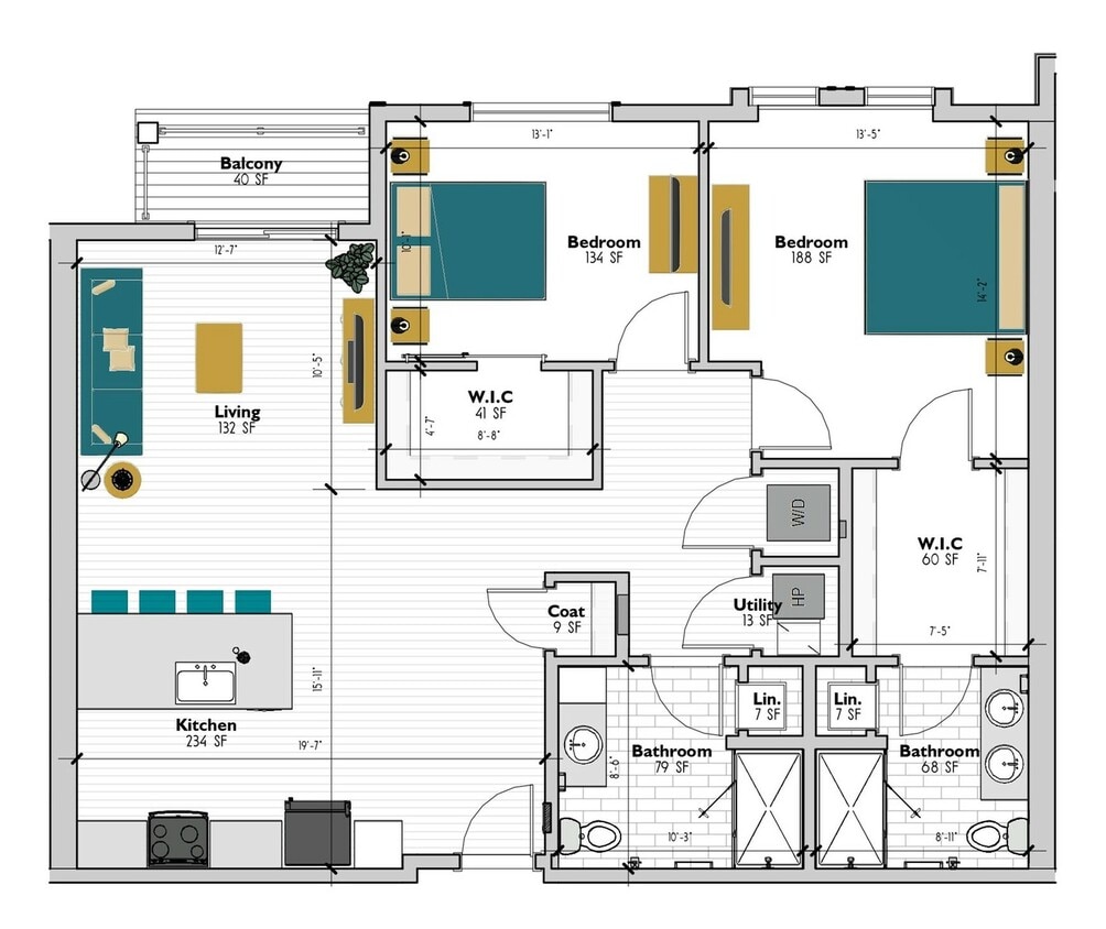 The Quincy - Two Bedroom Two Bathroom - Quincy