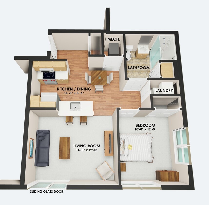 1 bdrm/1 bath - 725 sq ft - Ithaca