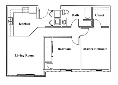 2BR/1BA - 2-Bedroom Suite