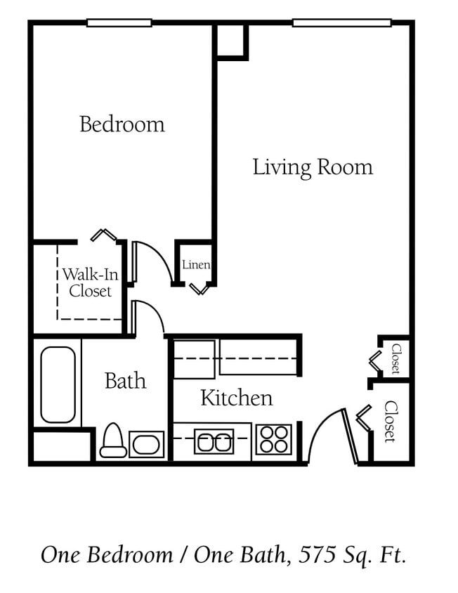 575 sqft - 1 Bed 1 Bath