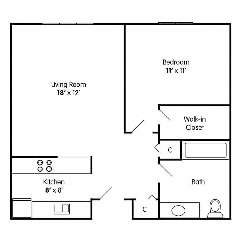 Floor Plan - One Bedroom Apartment