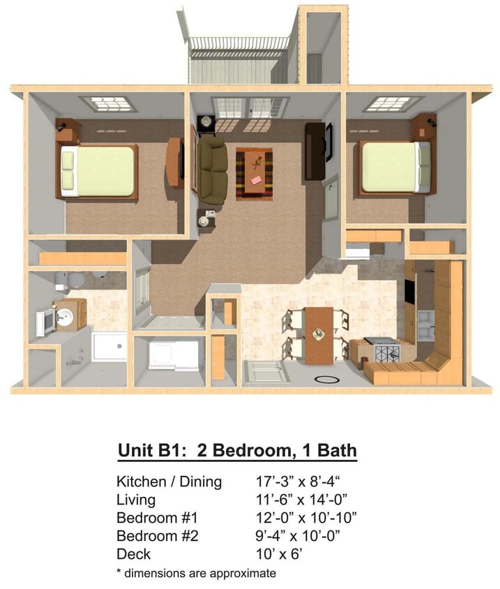 Floor Plan - 2 Bed 1 Bath