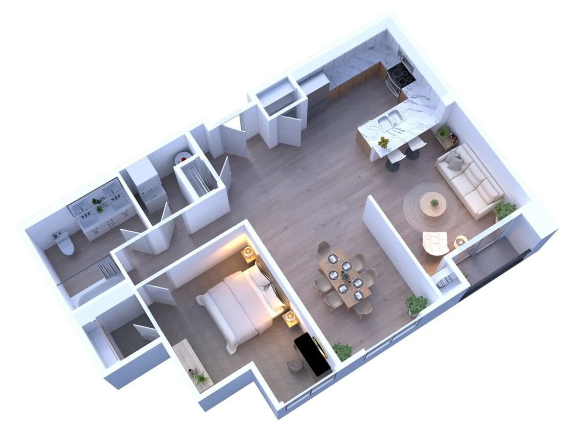 Floor Plan - 1 Bedroom 1 Bath 936 sqft
