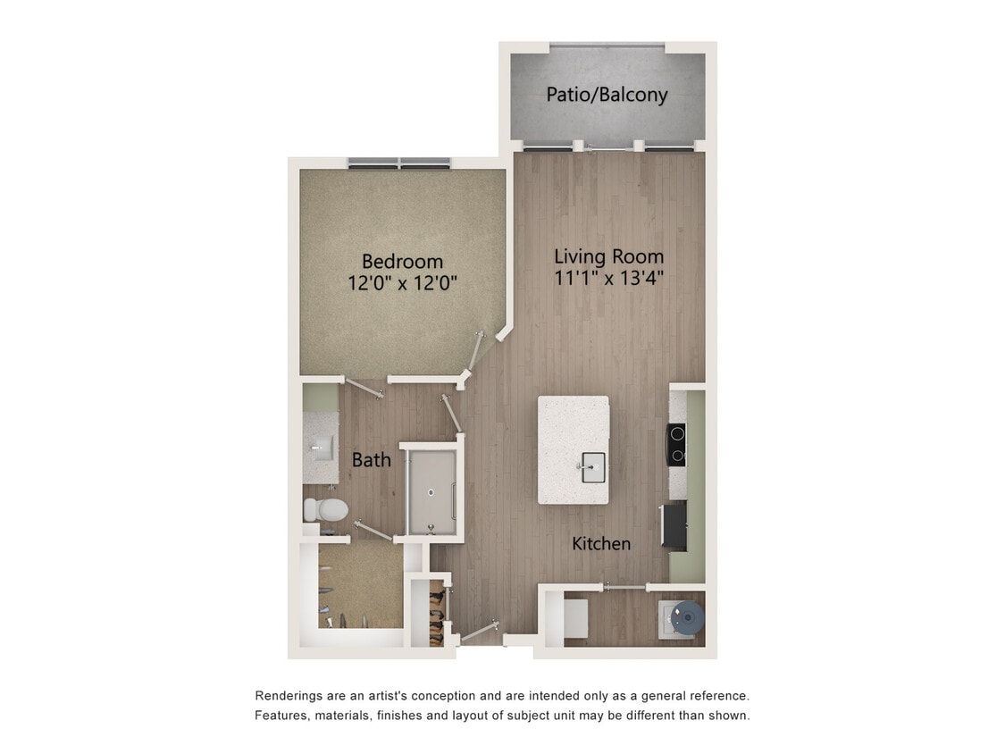 Oak 1 | 1x1 | 755 sf - Oak 1