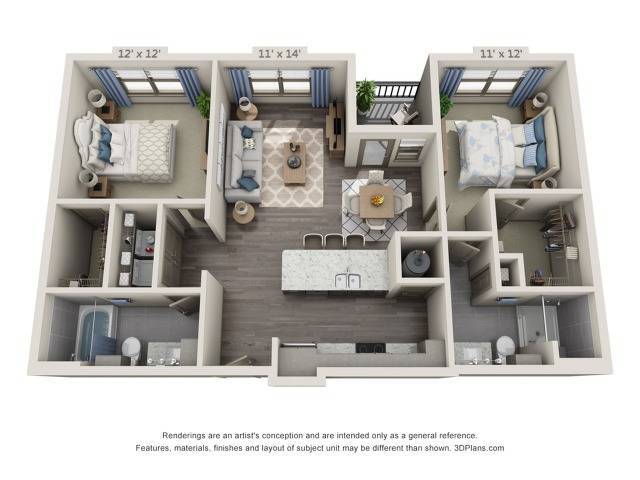 Floor plans are artist’s rendering. All dimensions are approximate. Actual product and specifications may vary in dimension or detail. Not all features are available in every apartment. Prices and availability are subject to change. - Knight