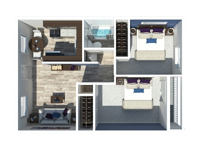 2 Bedroom - Two Bedroom  | One Bathroom